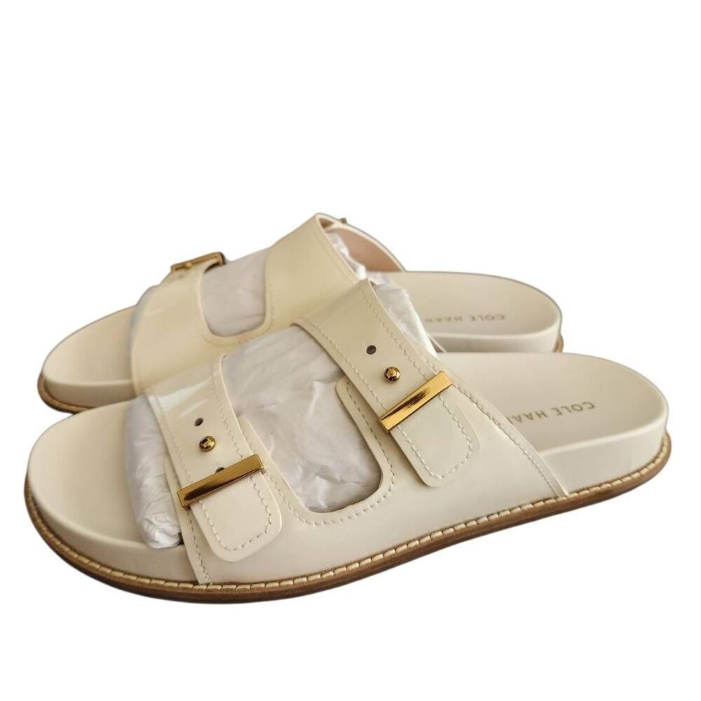 Cole Haan Sandals Womens 10 Marisol Adjustable Double Band‎ Patent Leather Ivory